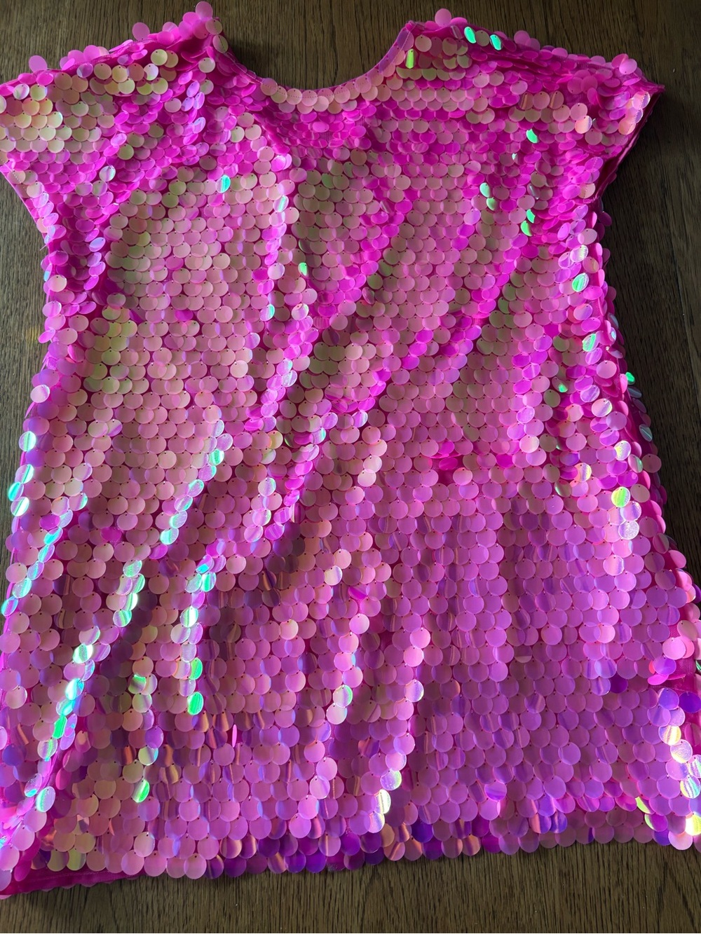 Fringe+Co Neon Pink Paillette V-Neck Dress SZ M NWT - Picture 8 of 9